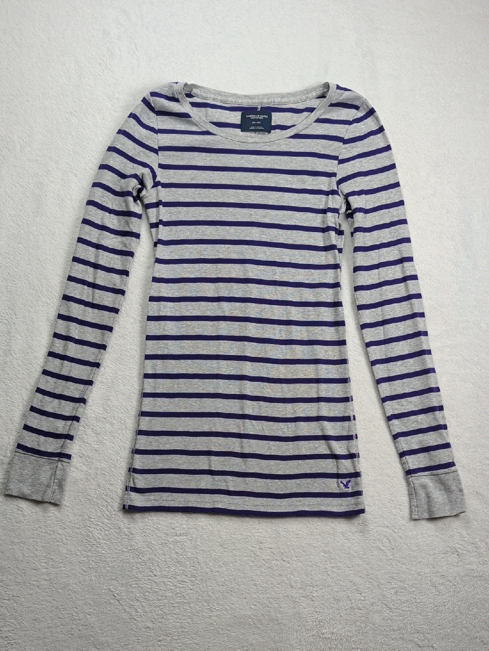 2009 American Eagle Striped Long Sleeve Tee | Indie Sleaze Y2K M